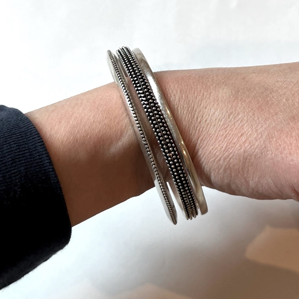 Silver Bangles - set of 3 bracelets